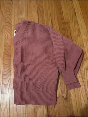 aerie Mauve Crew Neck Ribbed Sweater